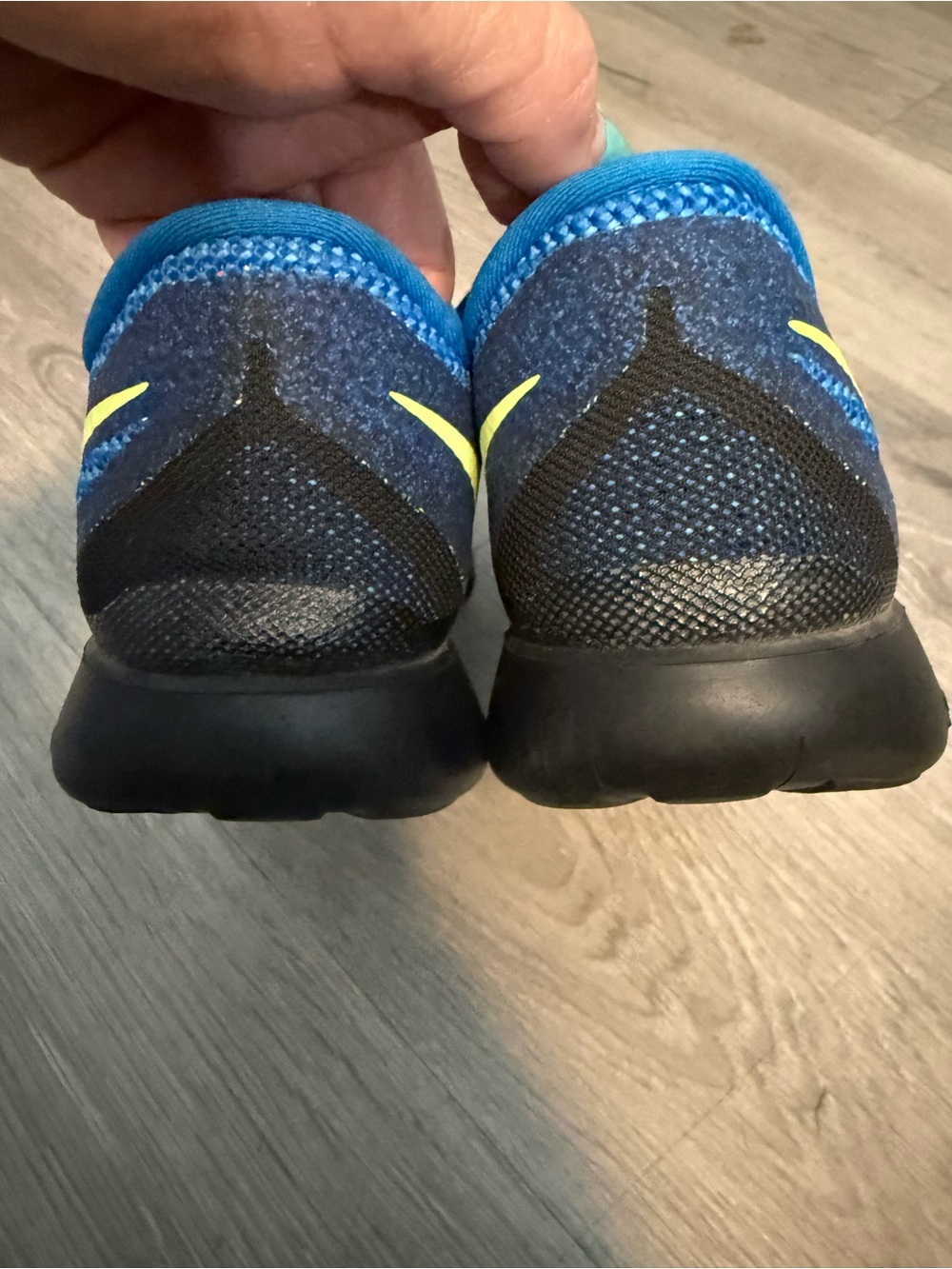 EUC Nike Free Run Royal Blue, Black & Neon Yellow Shoes Mens Size 8 - Picture 2 of 7
